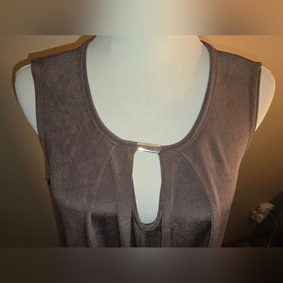 Dana Buchman TRAVEL ANYWHERE Collection Sleeveless Blouse Brown XL - Picture 2 of 5